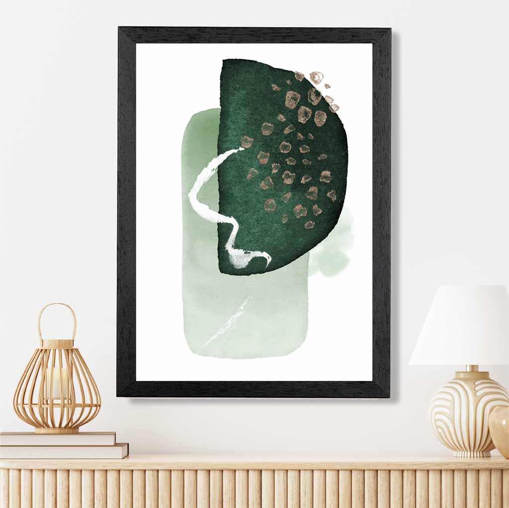 Abstract Green Painted Shapes No 2 Art Print | Wall Art Plaza