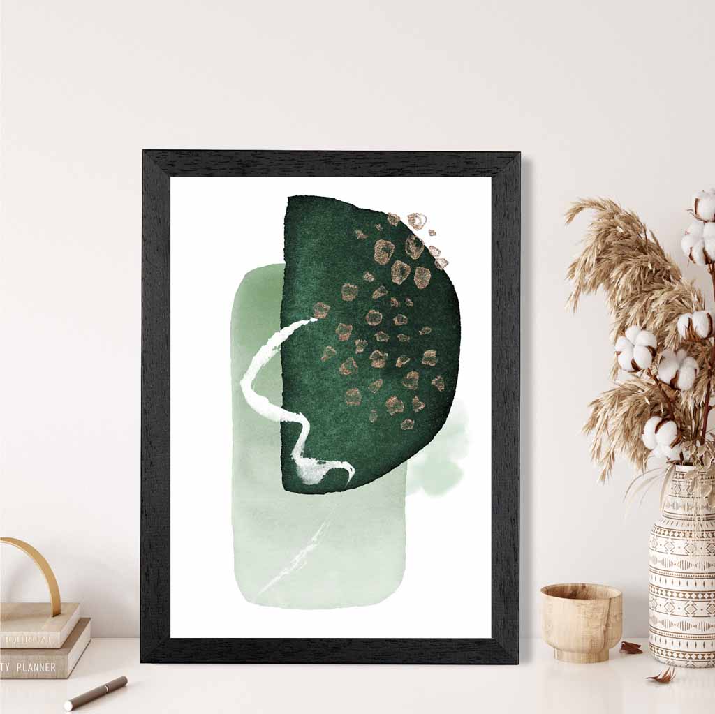 Abstract Green Painted Shapes No 2 Art Print | Wall Art Plaza