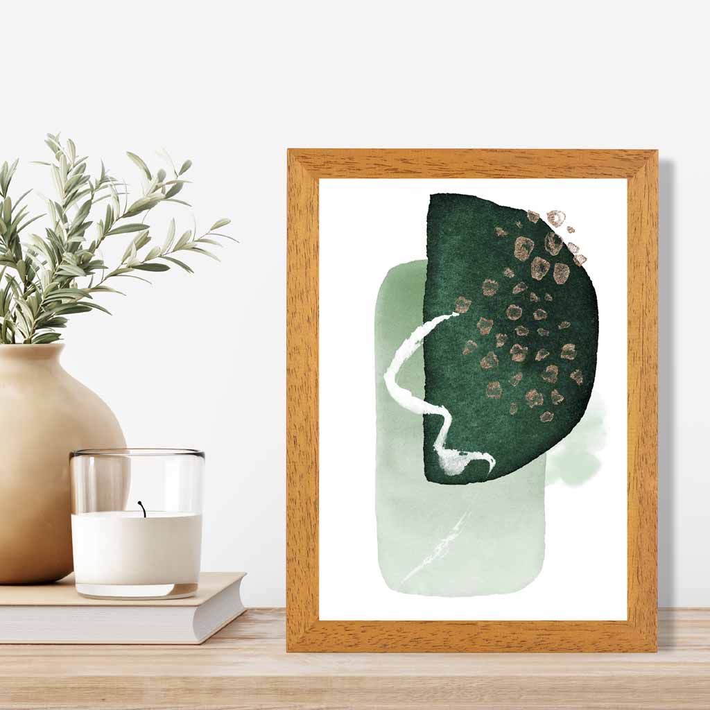 Abstract Green Painted Shapes No 2 Art Print | Wall Art Plaza