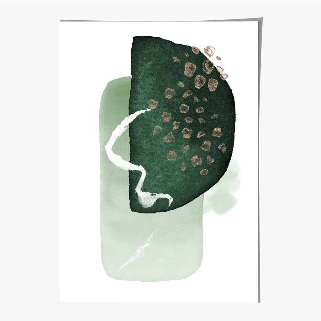 Abstract Green Painted Shapes No 2 Art Print | Wall Art Plaza