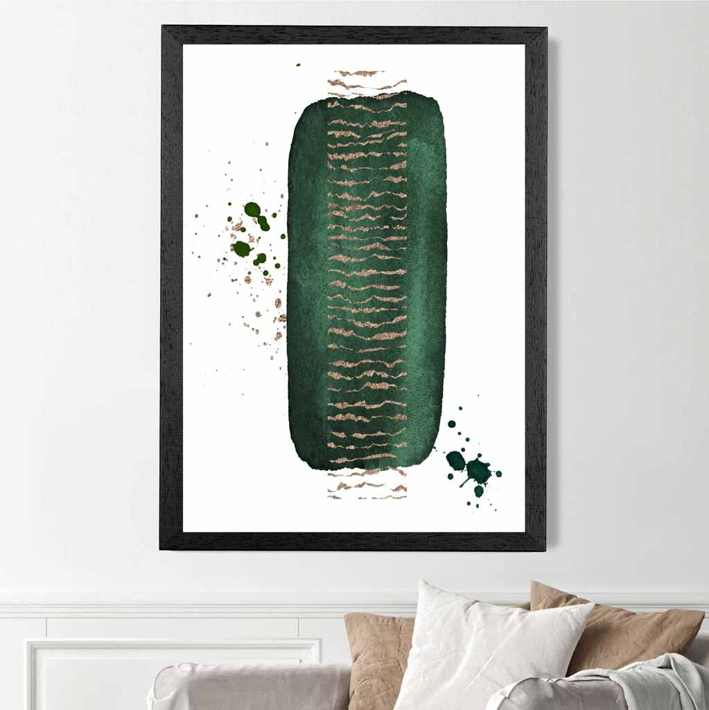 Abstract Green Painted Shapes No 3 Art Print | Wall Art Plaza