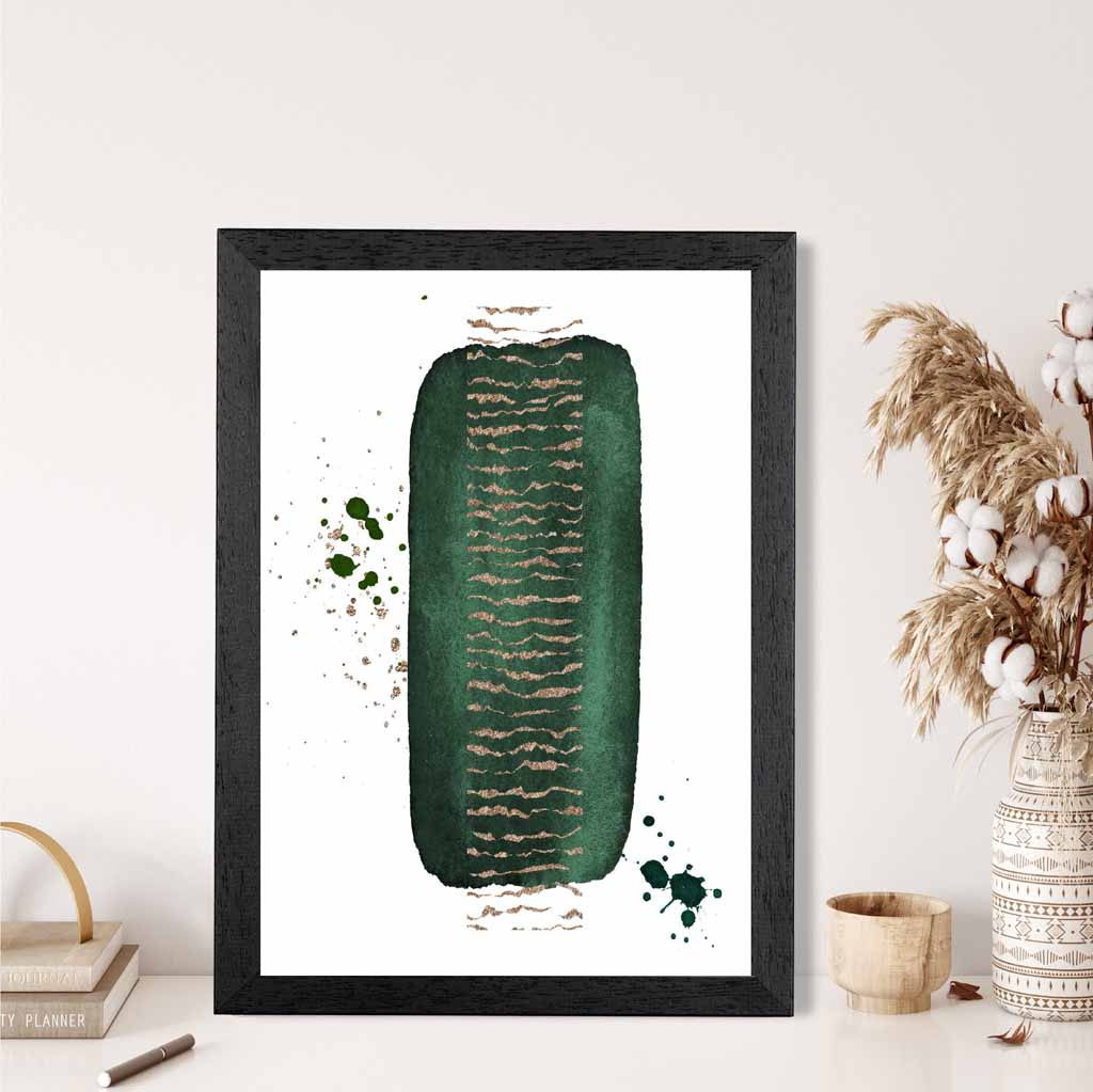 Abstract Green Painted Shapes No 3 Art Print | Wall Art Plaza