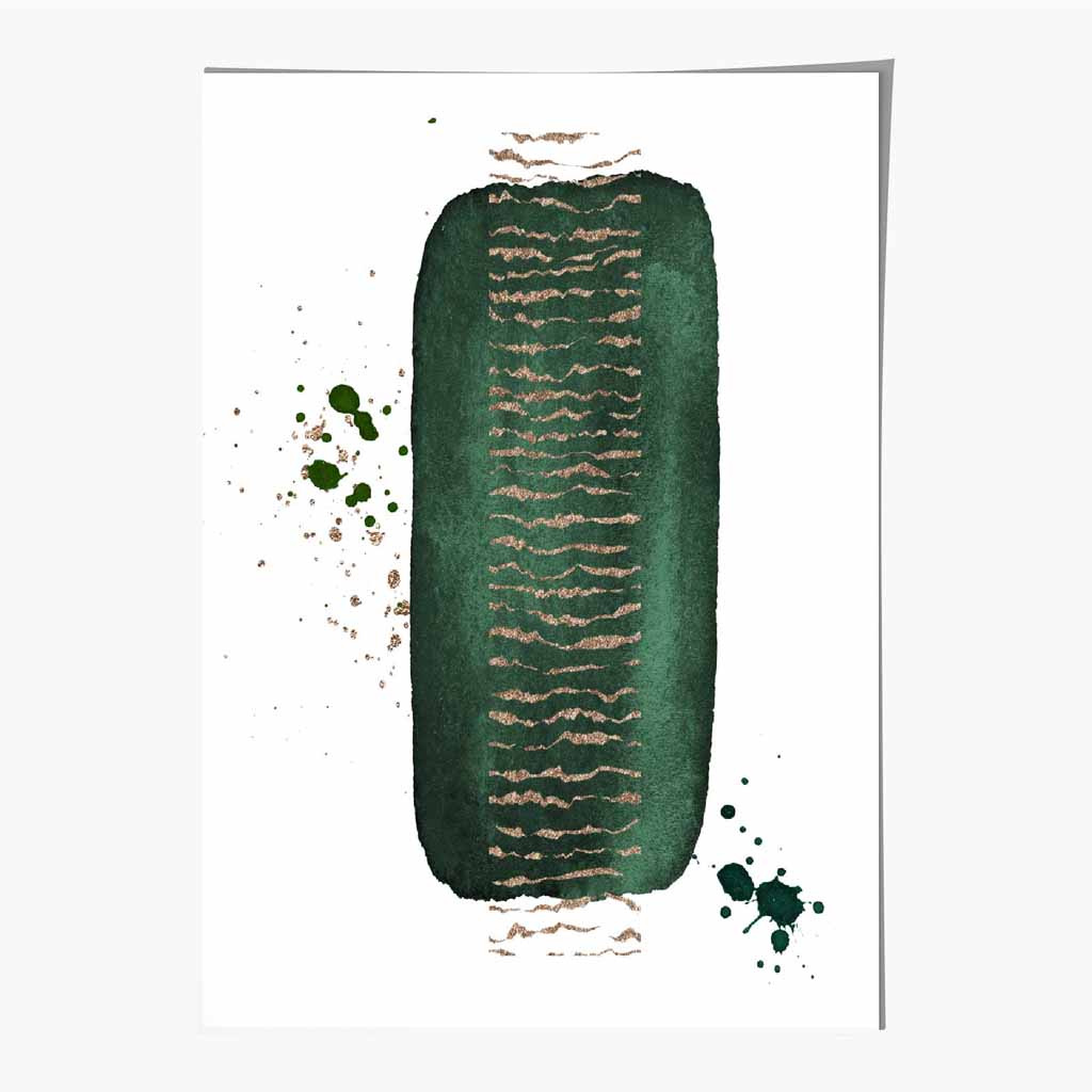 Abstract Green Painted Shapes No 3 Art Print | Wall Art Plaza