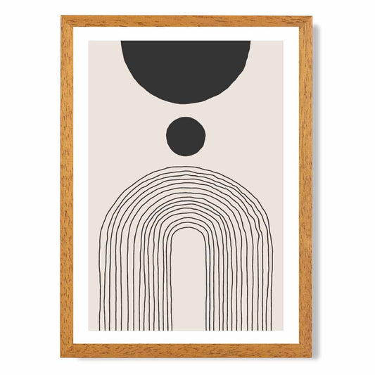 Boho Abstract Beige, Black Sketch  Arches No 1 Art Print | Wall Art Plaza