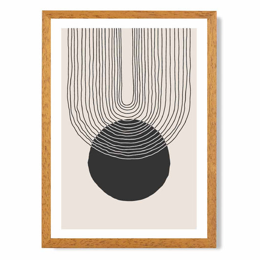 Boho Abstract Beige, Black Sketch  Arches No 2 Art Print | Wall Art Plaza