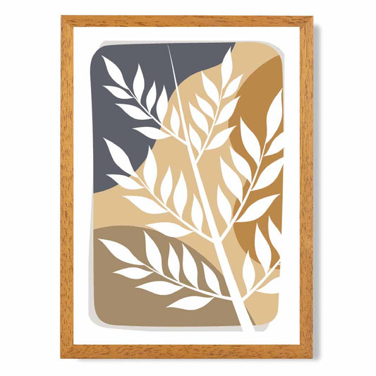 Boho Modern Blue, Beige Tropical Leaves No 1 Art Print | Wall Art Plaza