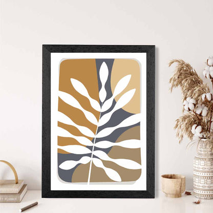 Boho Modern Blue, Beige Tropical Leaves No 3 Art Print | Wall Art Plaza