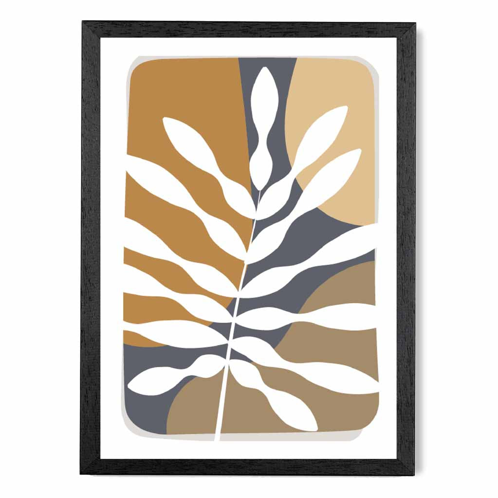 Boho Modern Blue, Beige Tropical Leaves No 3 Art Print | Wall Art Plaza