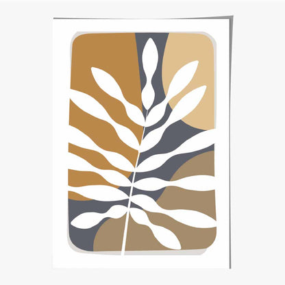 Boho Modern Blue, Beige Tropical Leaves No 3 Art Print | Wall Art Plaza