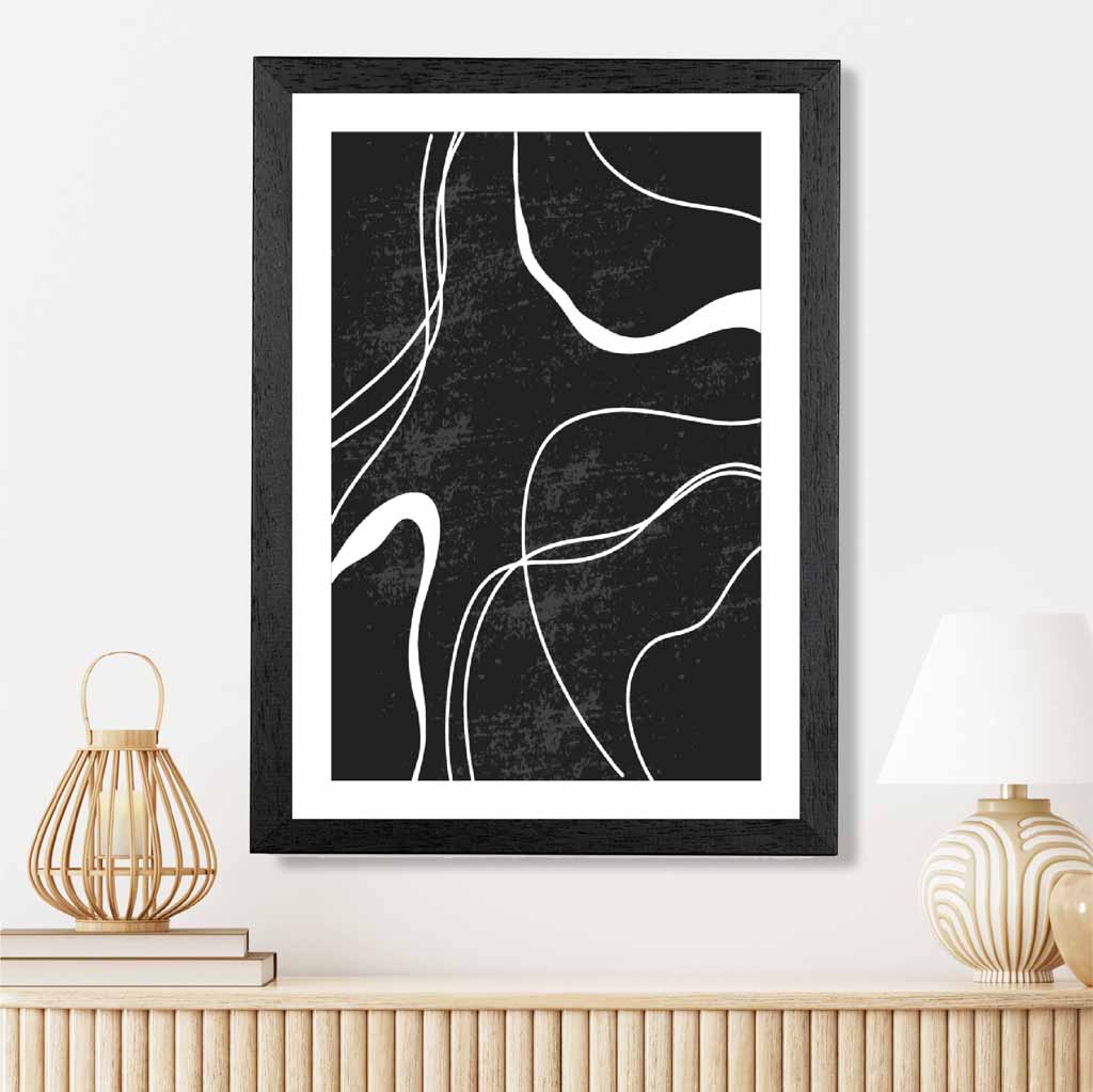 Abstract Black, White Lines No 2 Art Print | Wall Art Plaza