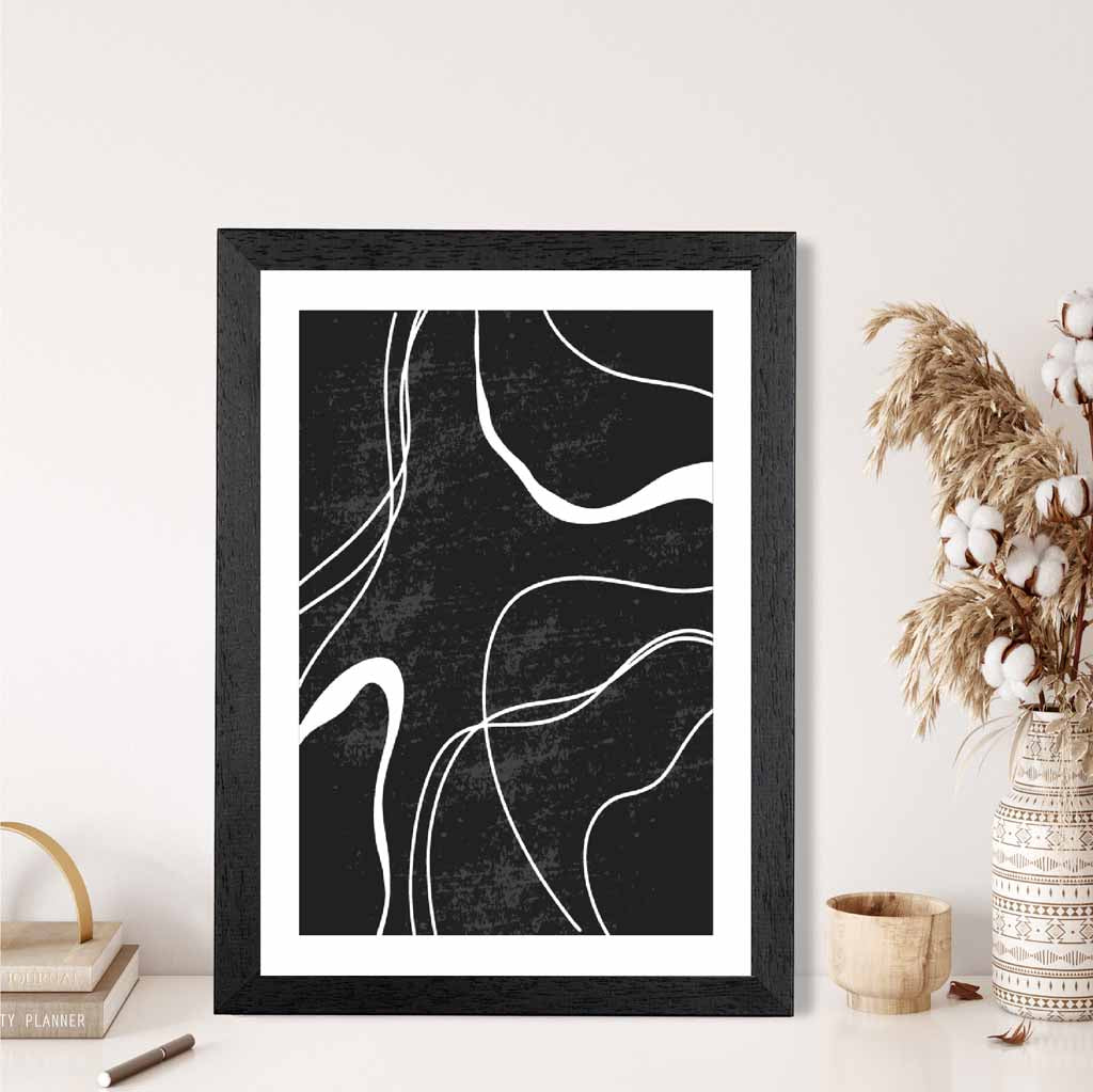 Abstract Black, White Lines No 2 Art Print | Wall Art Plaza