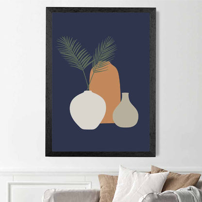 Boho Blue, Orange Botanical No 2 Art Print | Wall Art Plaza