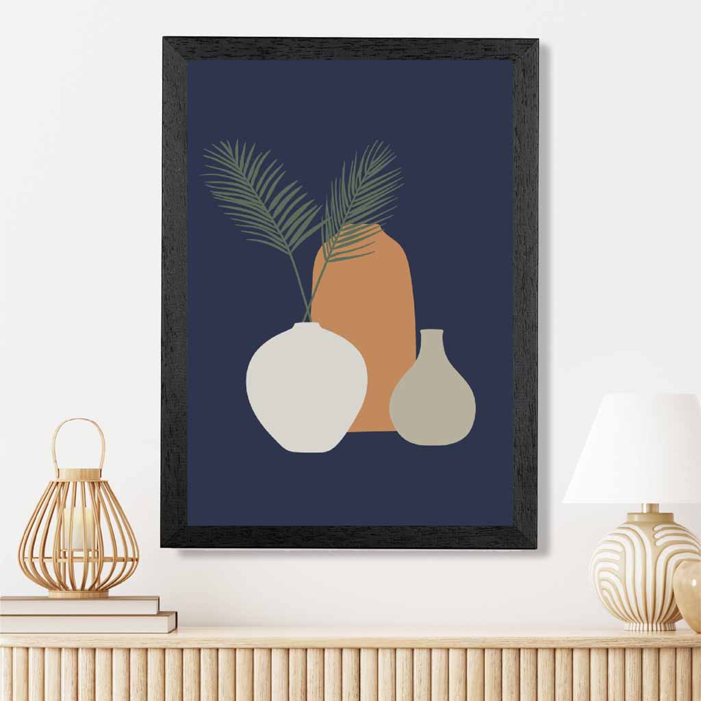 Boho Blue, Orange Botanical No 2 Art Print | Wall Art Plaza