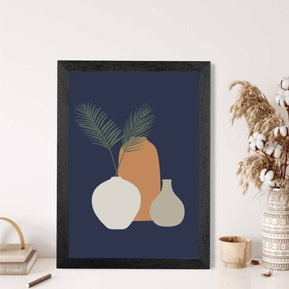 Boho Blue, Orange Botanical No 2 Art Print | Wall Art Plaza