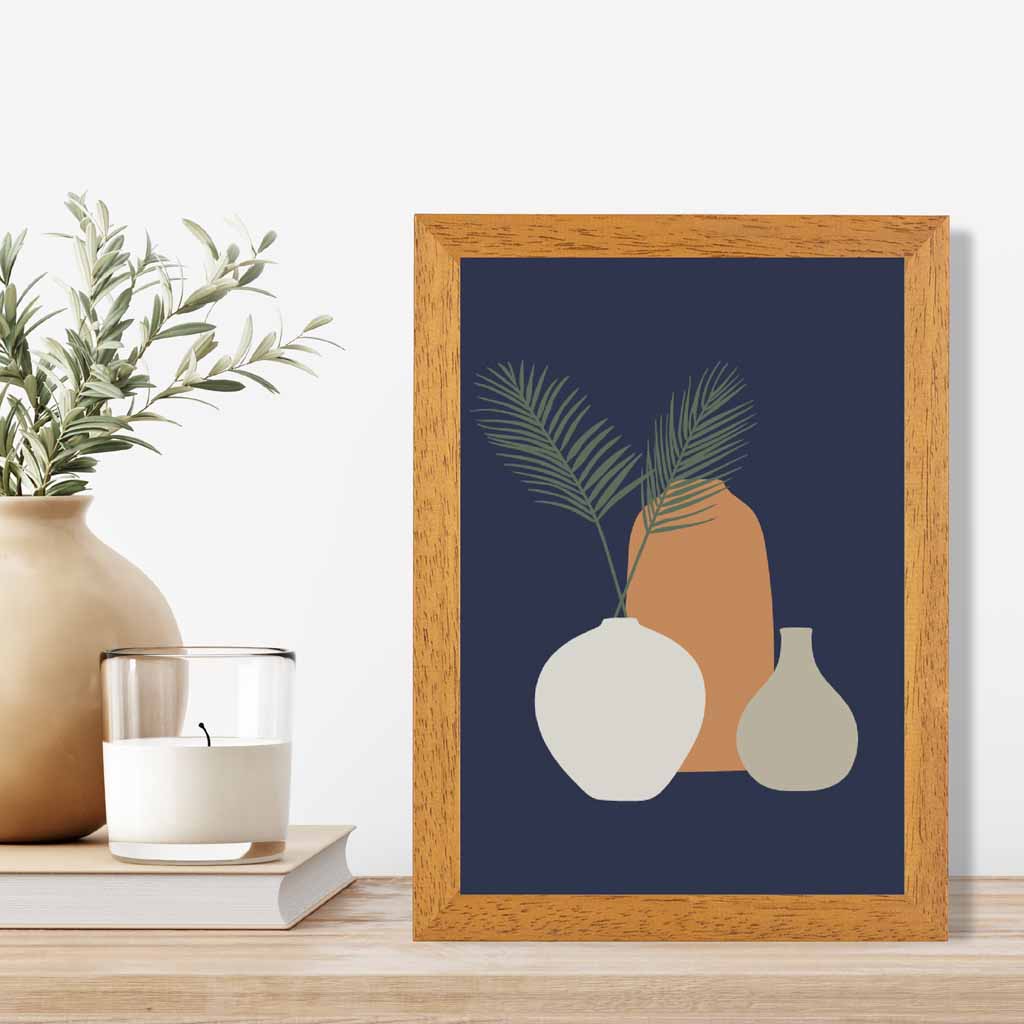 Boho Blue, Orange Botanical No 2 Art Print | Wall Art Plaza