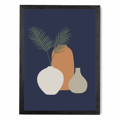 Boho Blue, Orange Botanical No 2 Art Print | Wall Art Plaza