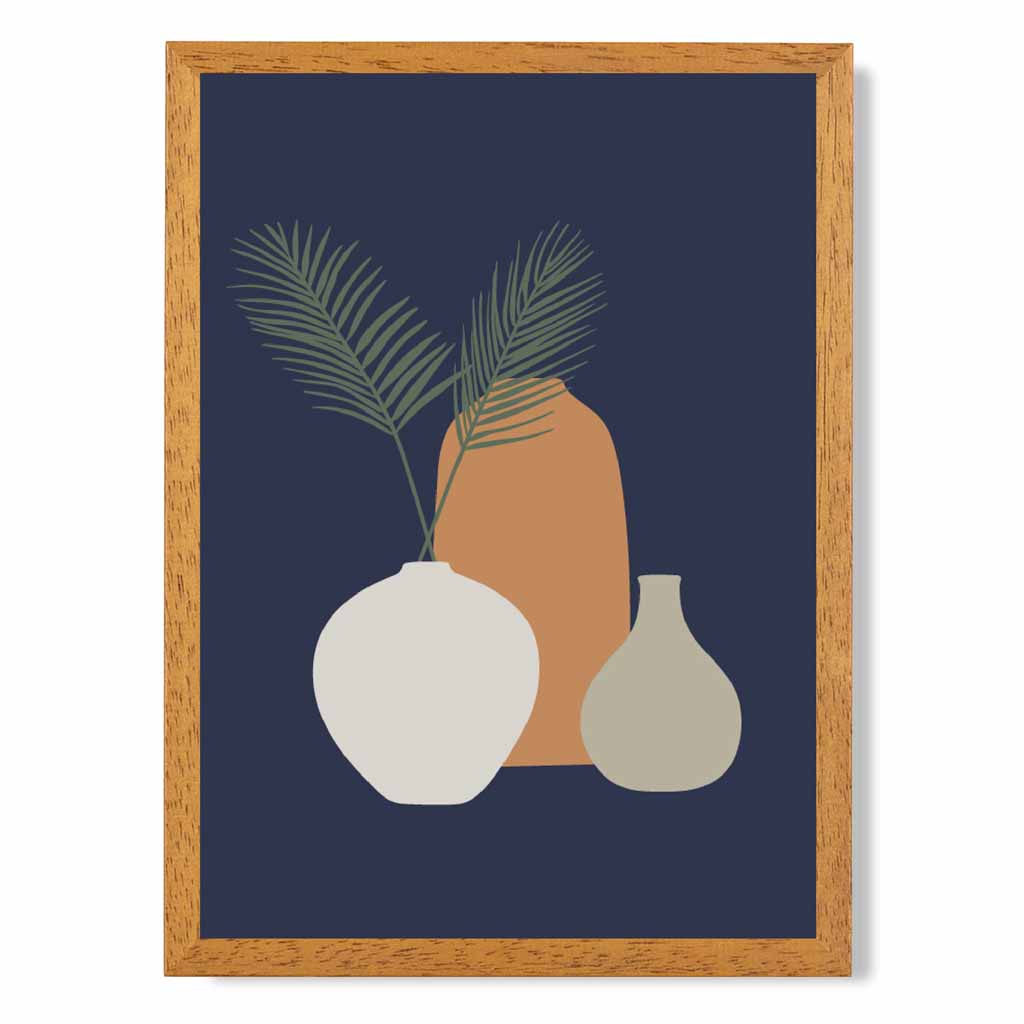 Boho Blue, Orange Botanical No 2 Art Print | Wall Art Plaza