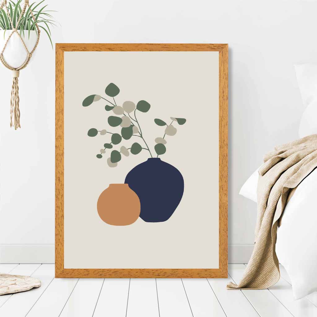 Boho Beige, Blue Botanical No 3 Art Print | Wall Art Plaza