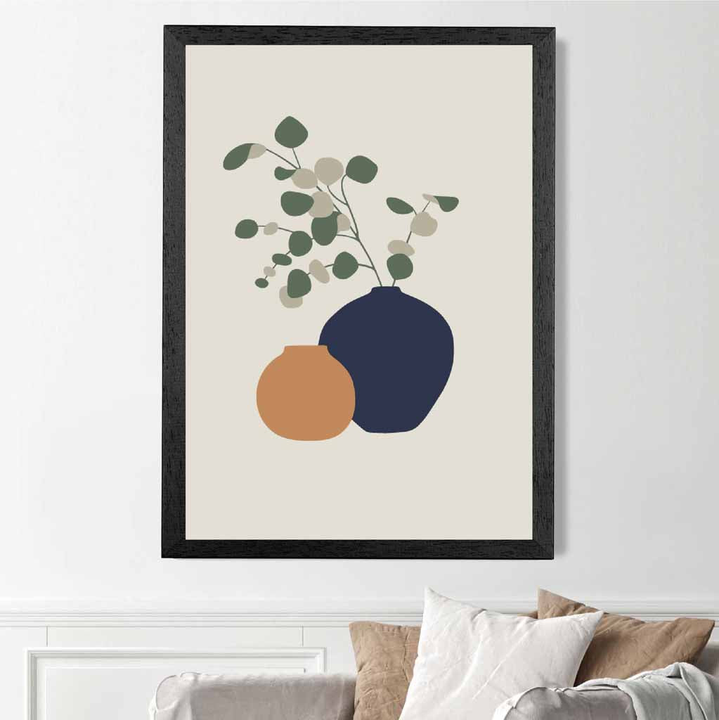 Boho Beige, Blue Botanical No 3 Art Print | Wall Art Plaza