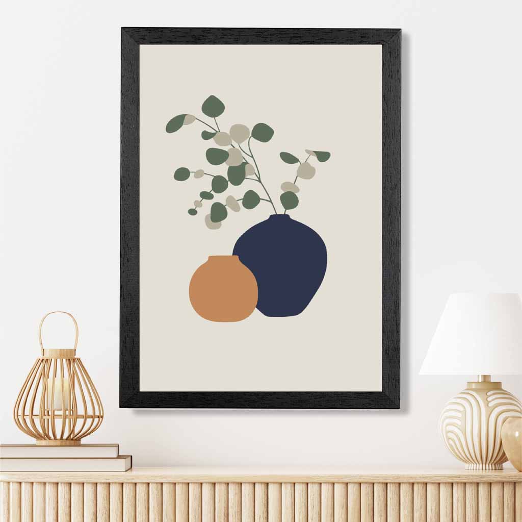 Boho Beige, Blue Botanical No 3 Art Print | Wall Art Plaza