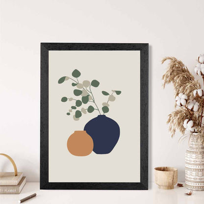 Boho Beige, Blue Botanical No 3 Art Print | Wall Art Plaza