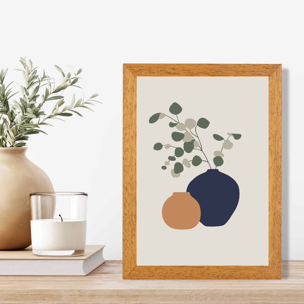 Boho Beige, Blue Botanical No 3 Art Print | Wall Art Plaza