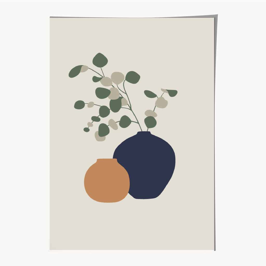 Boho Beige, Blue Botanical No 3 Art Print | Wall Art Plaza