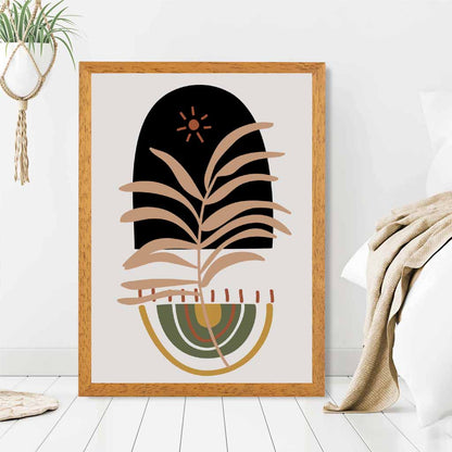 Boho Botanical Beige, Green Leaf No 1 Art Print | Wall Art Plaza