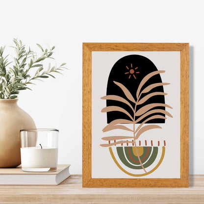 Boho Botanical Beige, Green Leaf No 1 Art Print | Wall Art Plaza