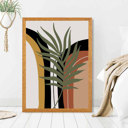 Boho Botanical Beige, Green Leaf No 2 Art Print | Wall Art Plaza