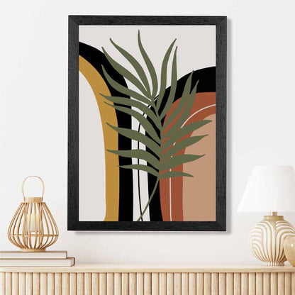 Boho Botanical Beige, Green Leaf No 2 Art Print | Wall Art Plaza