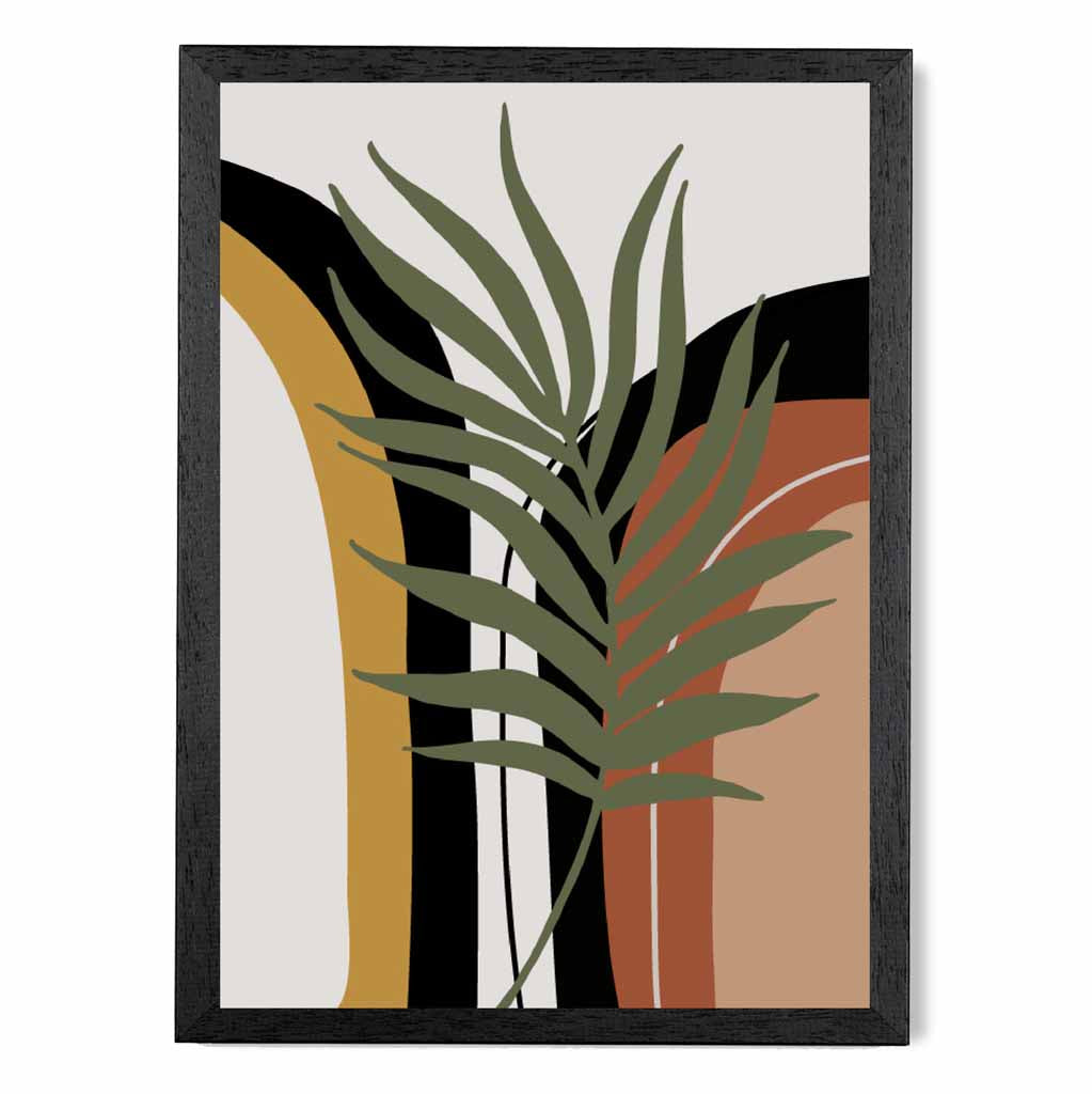 Boho Botanical Beige, Green Leaf No 2 Art Print | Wall Art Plaza