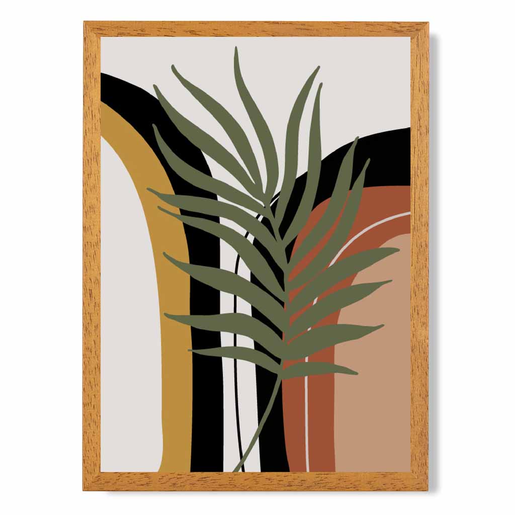 Boho Botanical Beige, Green Leaf No 2 Art Print | Wall Art Plaza