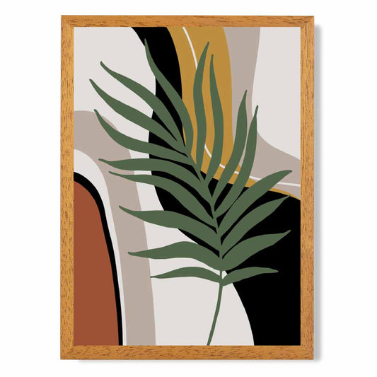 Boho Botanical Orange, Green Leaf No 2 Art Poster | Wall Art Plaza