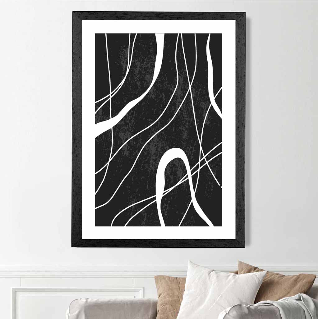 Abstract Black, White Lines No 3 Art Print | Wall Art Plaza