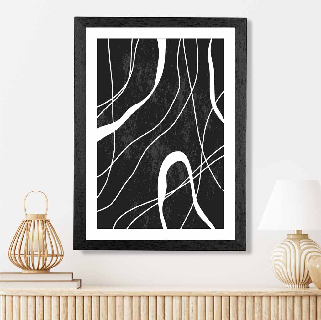 Abstract Black, White Lines No 3 Art Print | Wall Art Plaza