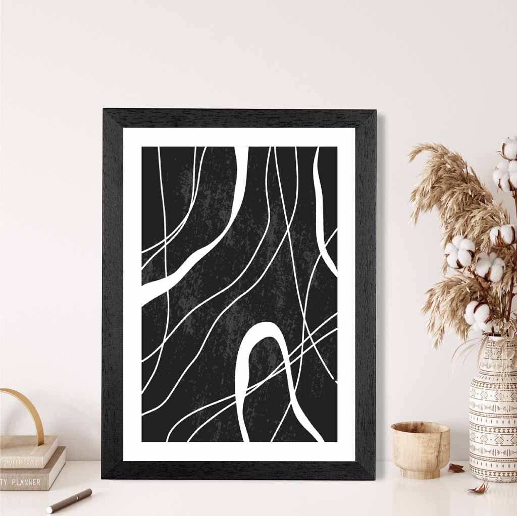 Abstract Black, White Lines No 3 Art Print | Wall Art Plaza