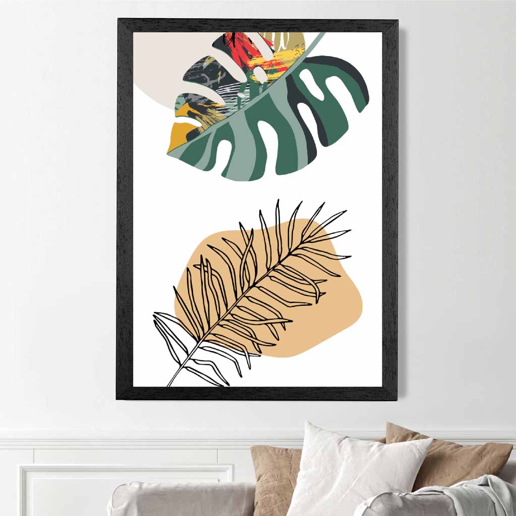 Boho Botanical Green, Yellow Tropical No 2 Art Print | Wall Art Plaza