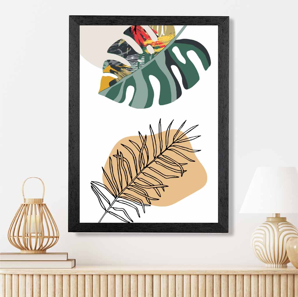 Boho Botanical Green, Yellow Tropical No 2 Art Print | Wall Art Plaza