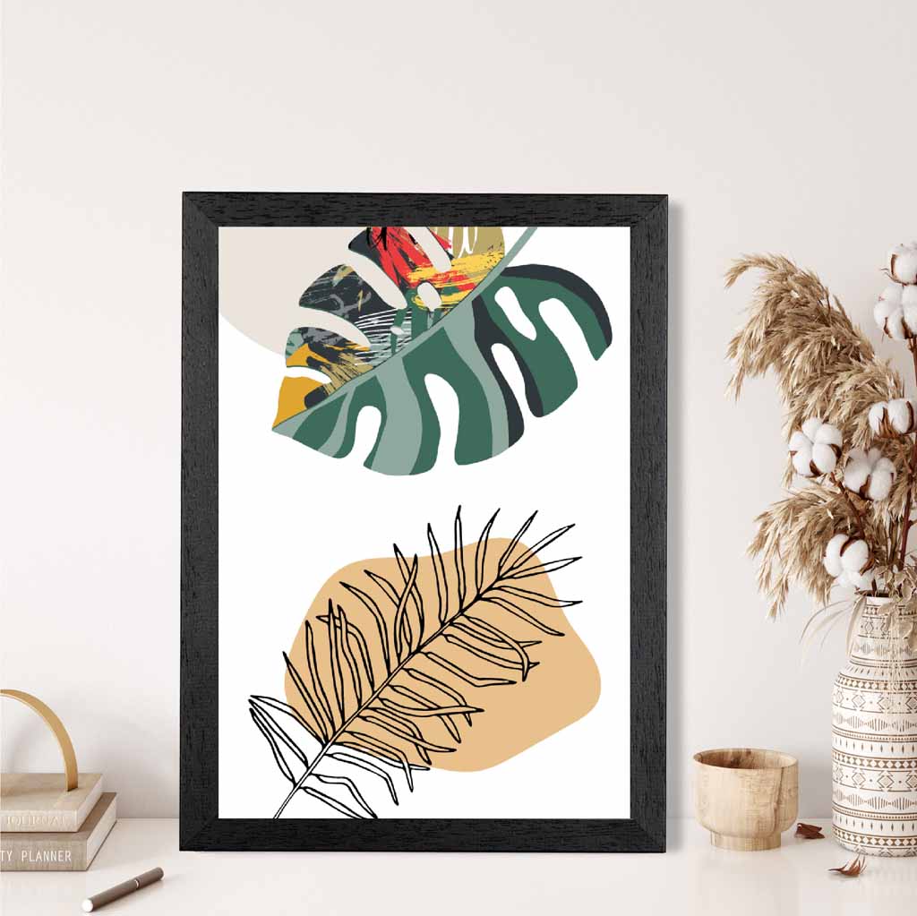 Boho Botanical Green, Yellow Tropical No 2 Art Print | Wall Art Plaza