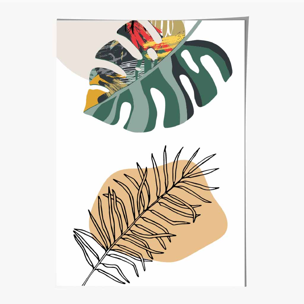 Boho Botanical Green, Yellow Tropical No 2 Art Print | Wall Art Plaza