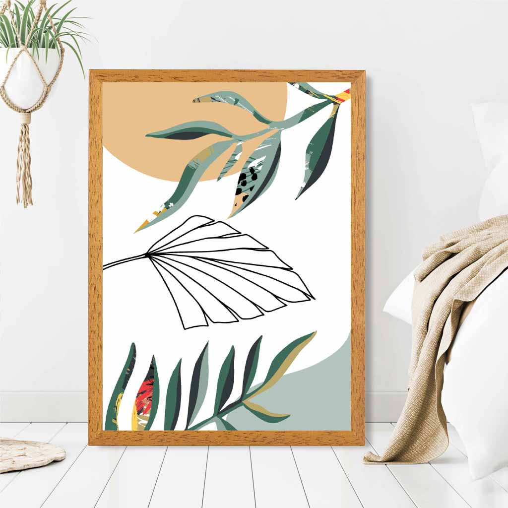 Boho Botanical Green, Yellow Tropical No 6 Art Print | Wall Art Plaza