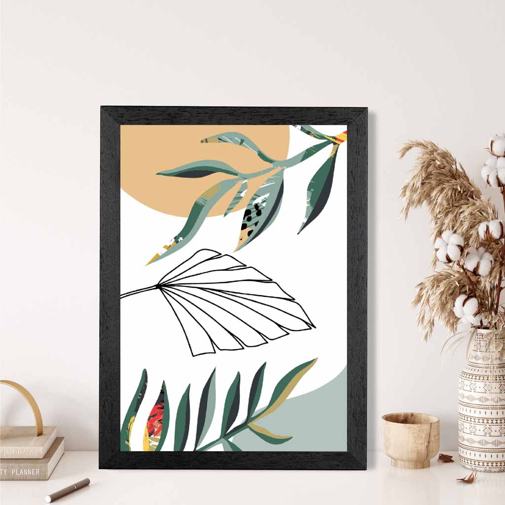 Boho Botanical Green, Yellow Tropical No 6 Art Print | Wall Art Plaza