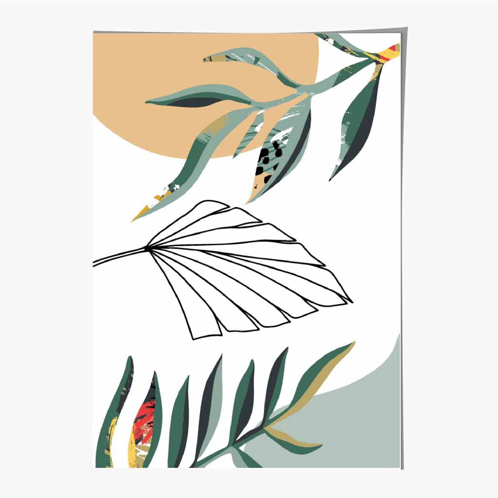 Boho Botanical Green, Yellow Tropical No 6 Art Print | Wall Art Plaza