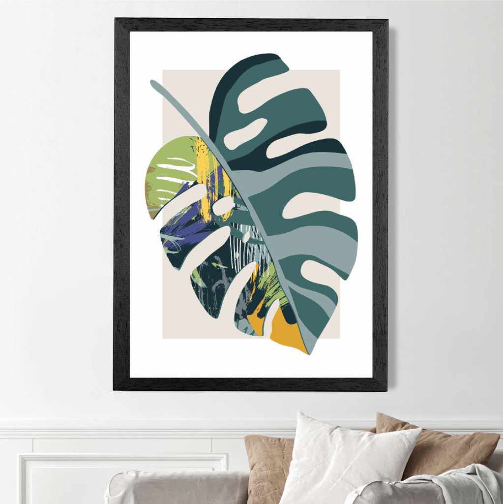 Boho Botanical Teal, Purple Floral Leaf No 1 Art Print | Wall Art Plaza