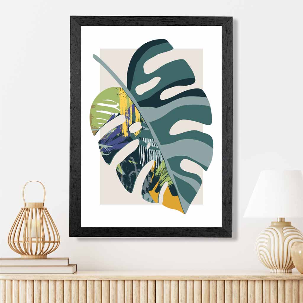 Boho Botanical Teal, Purple Floral Leaf No 1 Art Print | Wall Art Plaza