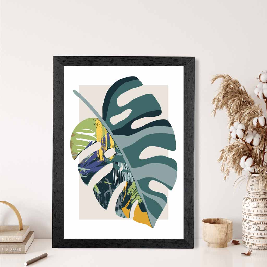 Boho Botanical Teal, Purple Floral Leaf No 1 Art Print | Wall Art Plaza