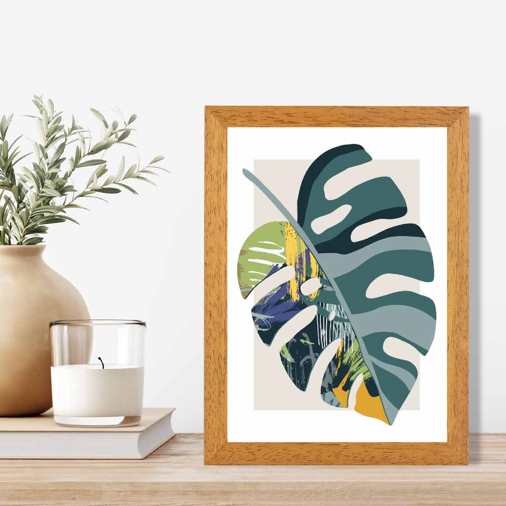 Boho Botanical Teal, Purple Floral Leaf No 1 Art Print | Wall Art Plaza