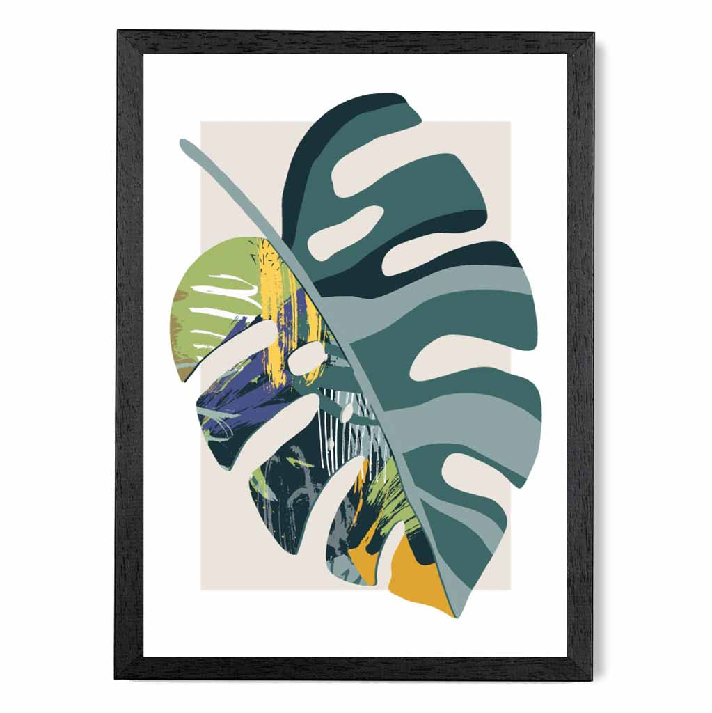 Boho Botanical Teal, Purple Floral Leaf No 1 Art Print | Wall Art Plaza