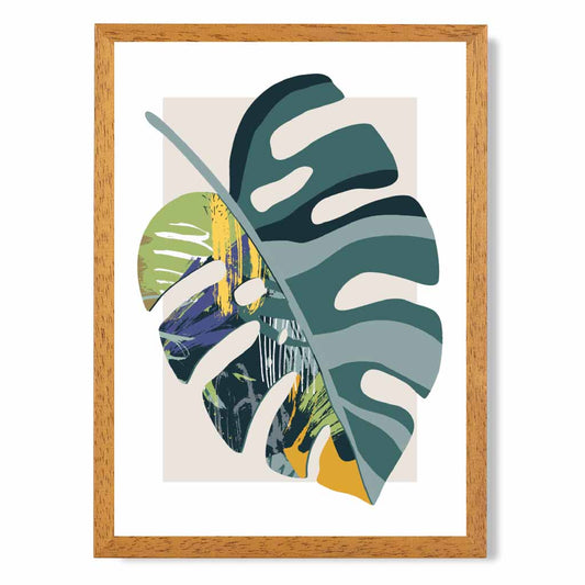 Boho Botanical Teal, Purple Floral Leaf No 1 Art Print | Wall Art Plaza